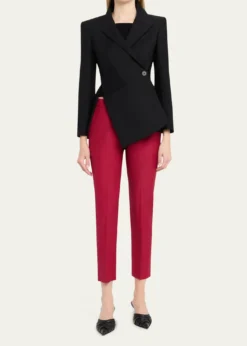 McQueenCertified Wool Mohair Slim-Leg Ankle Trousers