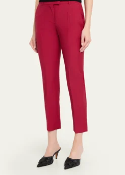 McQueenCertified Wool Mohair Slim-Leg Ankle Trousers