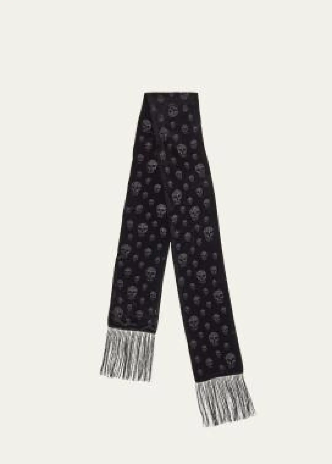 McQueenClassic Skull Velvet Fringe Scarf