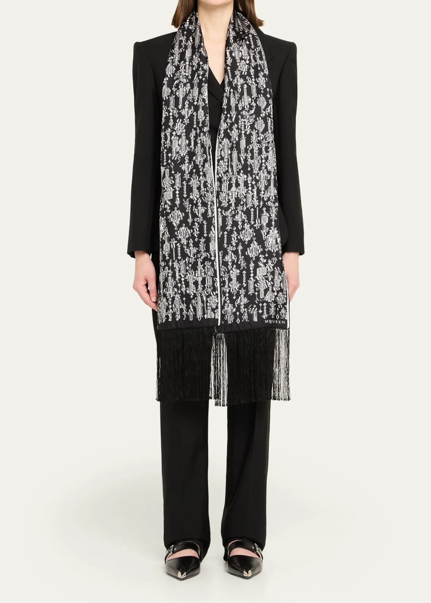 McQueenCrystal Mirror Silk Scarf