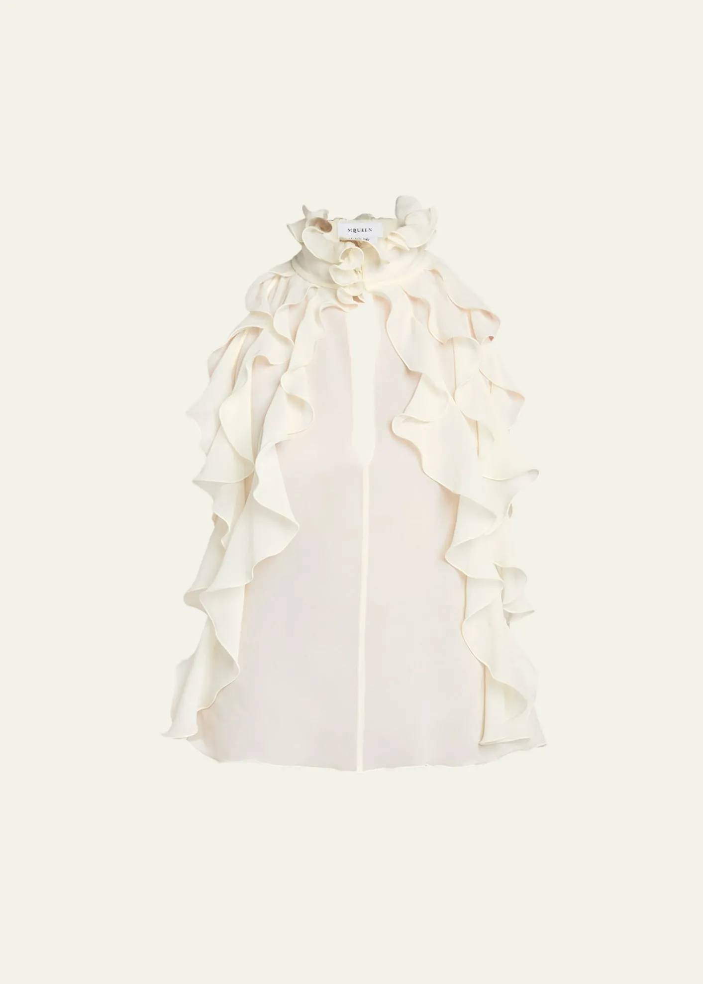 McQueenCutout Ruffle Silk Georgette Top