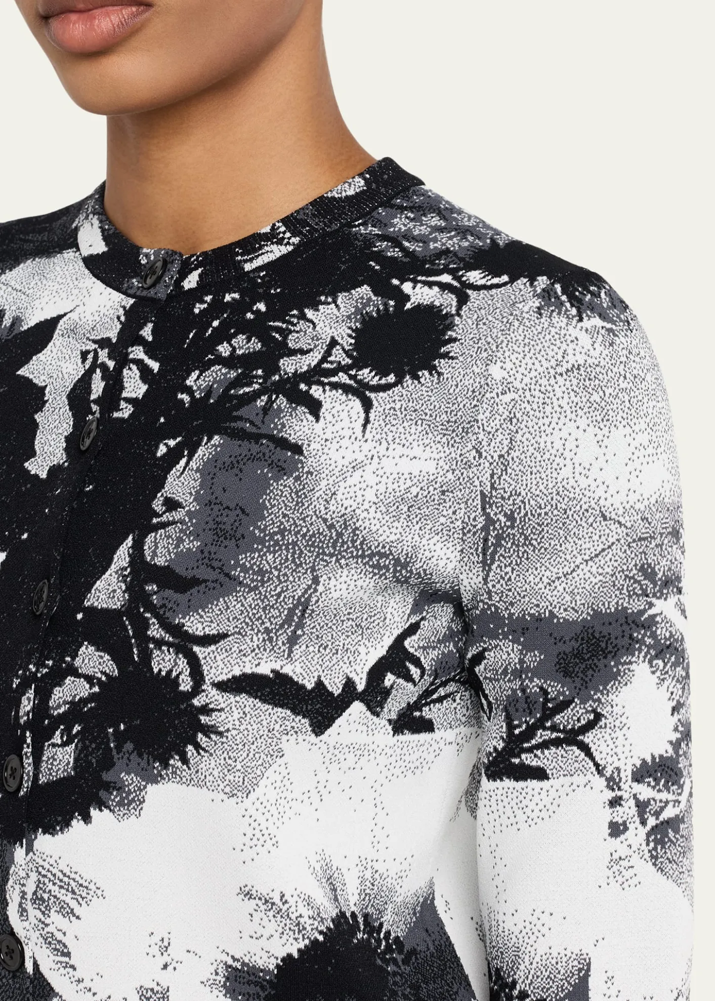McQueenFloral Jacquard Crewneck Cardigan