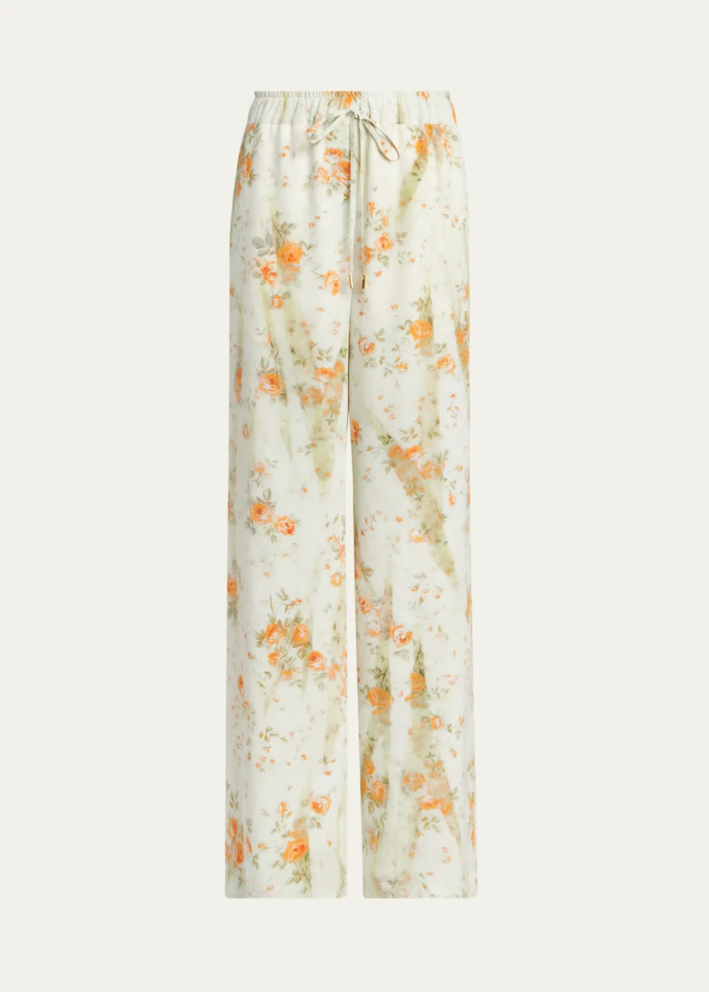 McQueenFloral Silk Straight-Leg Pajama Trousers