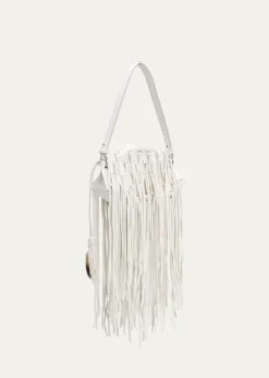McQueenFringed Croc-Embossed Leather Shoulder Bag