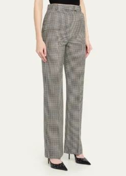 McQueenGingham Check Straight-Leg Trousers