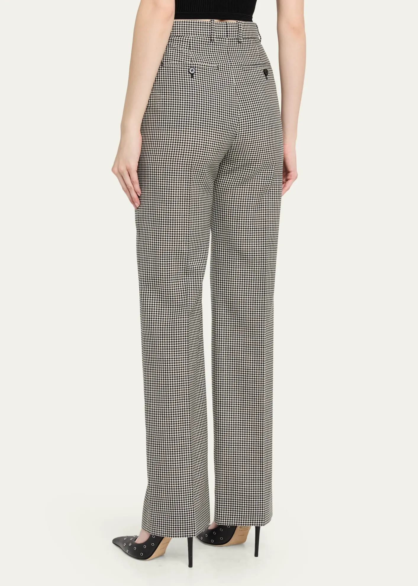McQueenGingham Check Straight-Leg Trousers