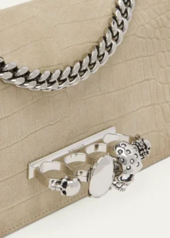McQueenJewelled Croc-Embossed Suede Top-Handle Bag
