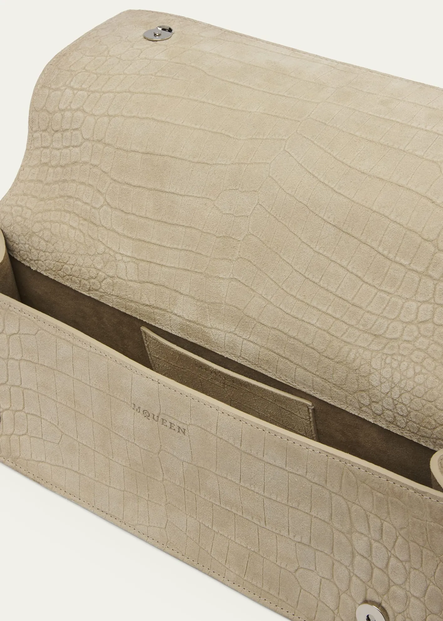 McQueenJewelled Croc-Embossed Suede Top-Handle Bag