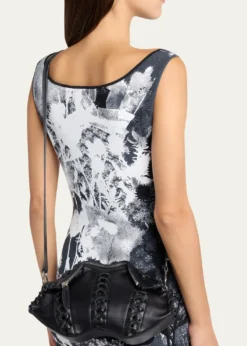 McQueenLace-Up Corset Leather Shoulder Bag