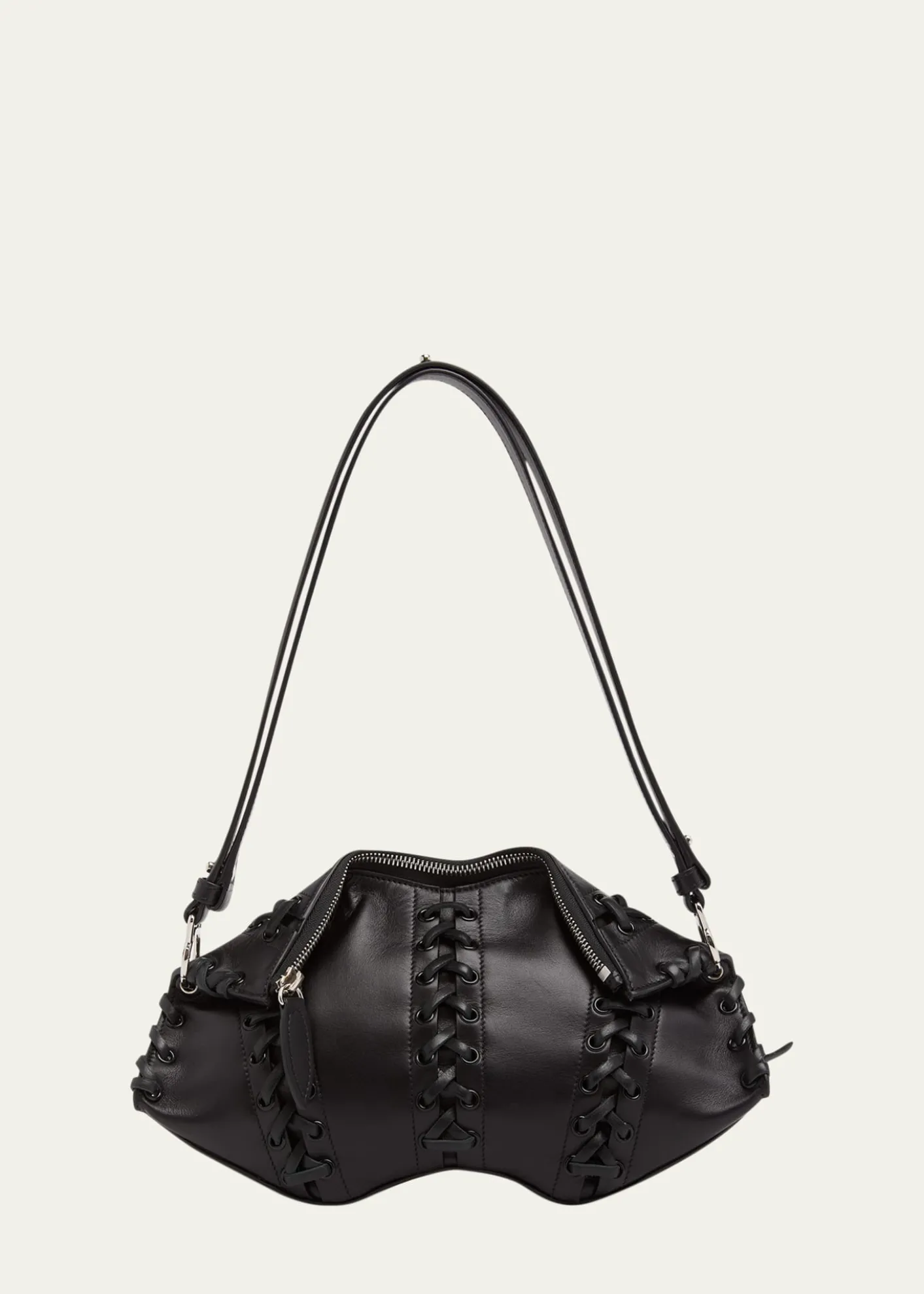 McQueenLace-Up Corset Leather Shoulder Bag