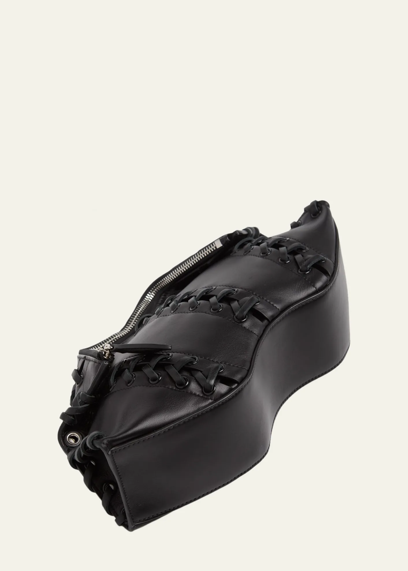 McQueenLace-Up Corset Leather Shoulder Bag