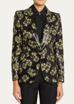 McQueenLacquered Sunflower Single-Breasted Jacket