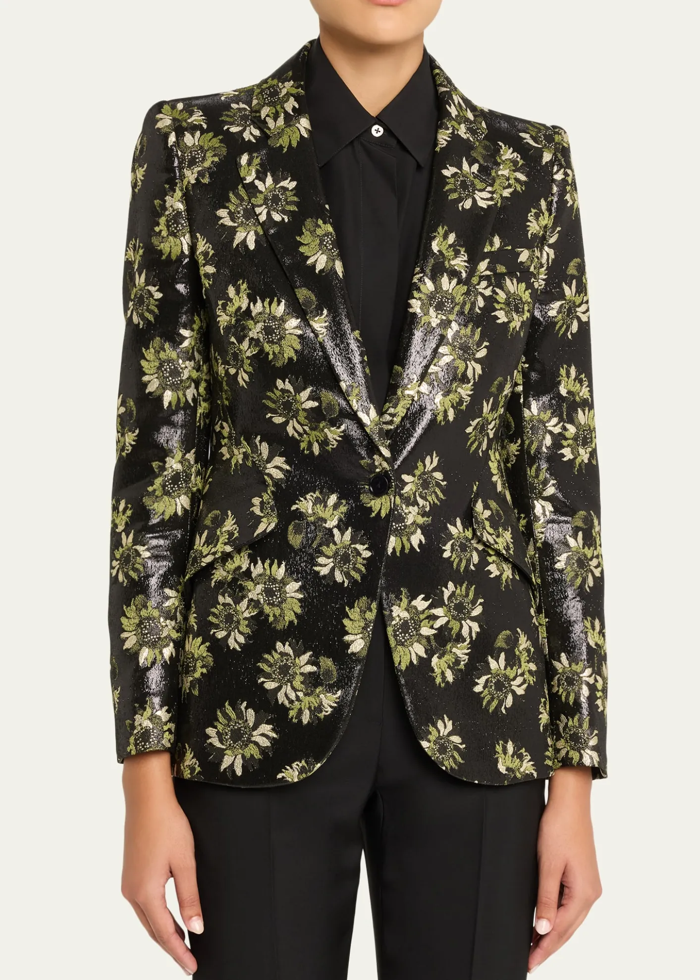 McQueenLacquered Sunflower Single-Breasted Jacket