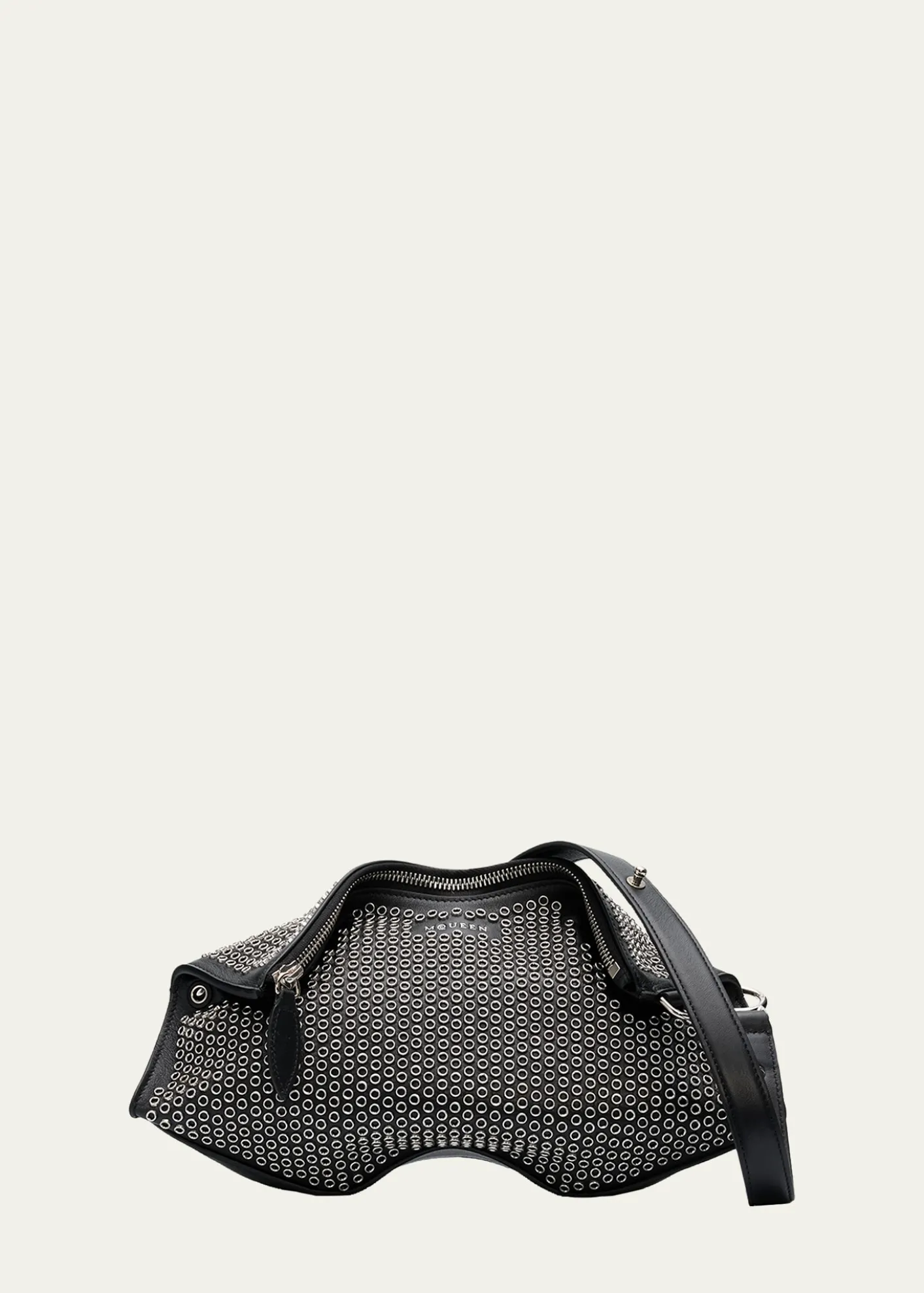 McQueenManta Eyelet-Covered Leather Clutch Bag