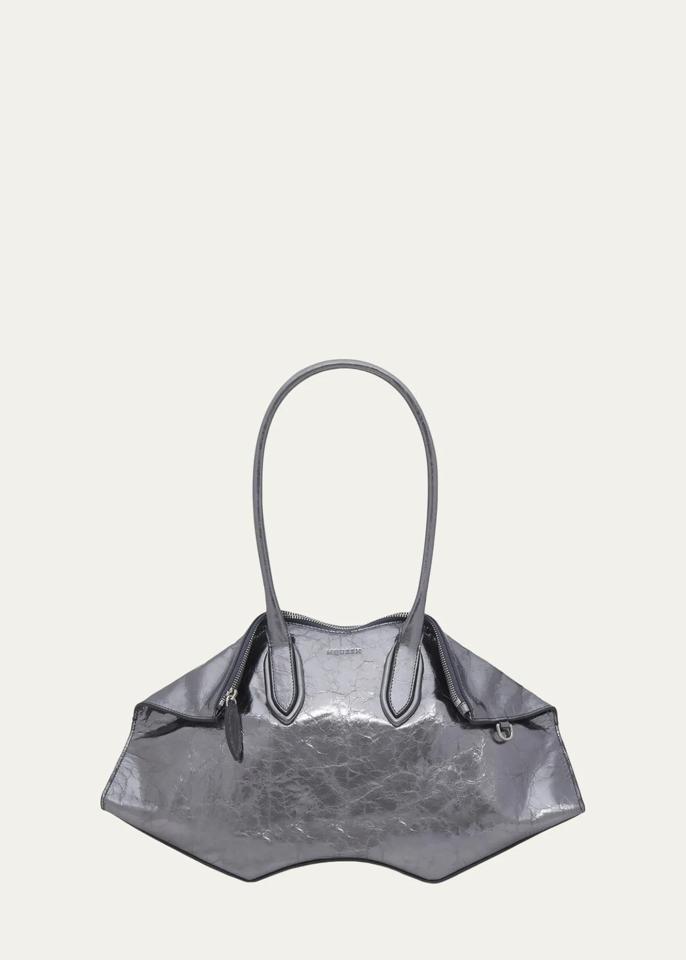 McQueenManta Shoulder Bag in Metallic Leather