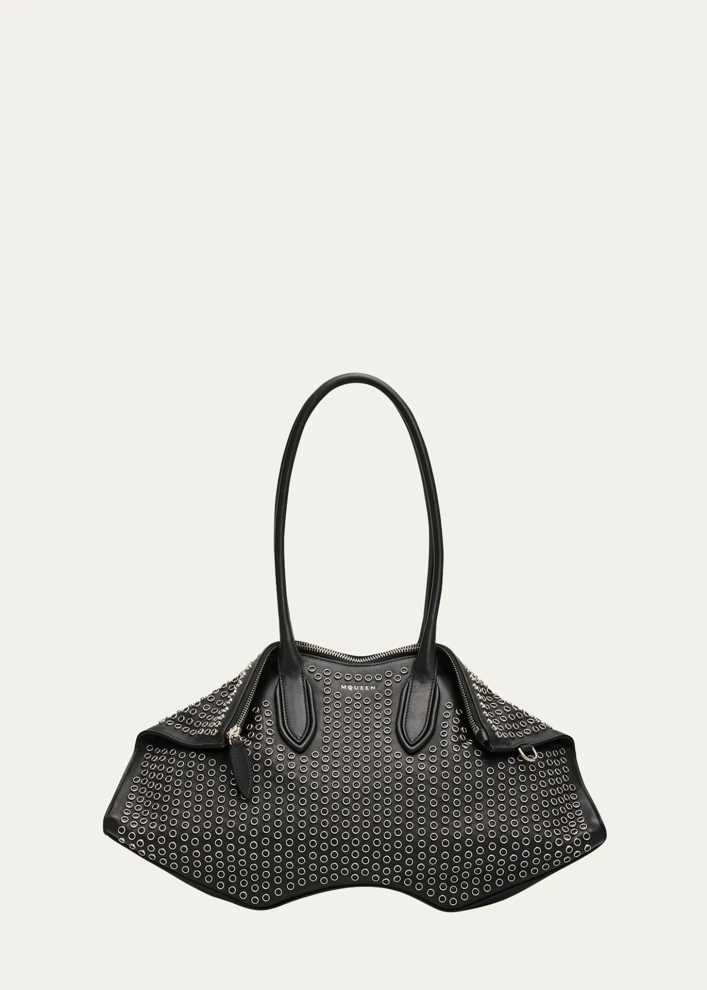 McQueenManta Studded Sculptural Nappa Leather Shoulder Bag
