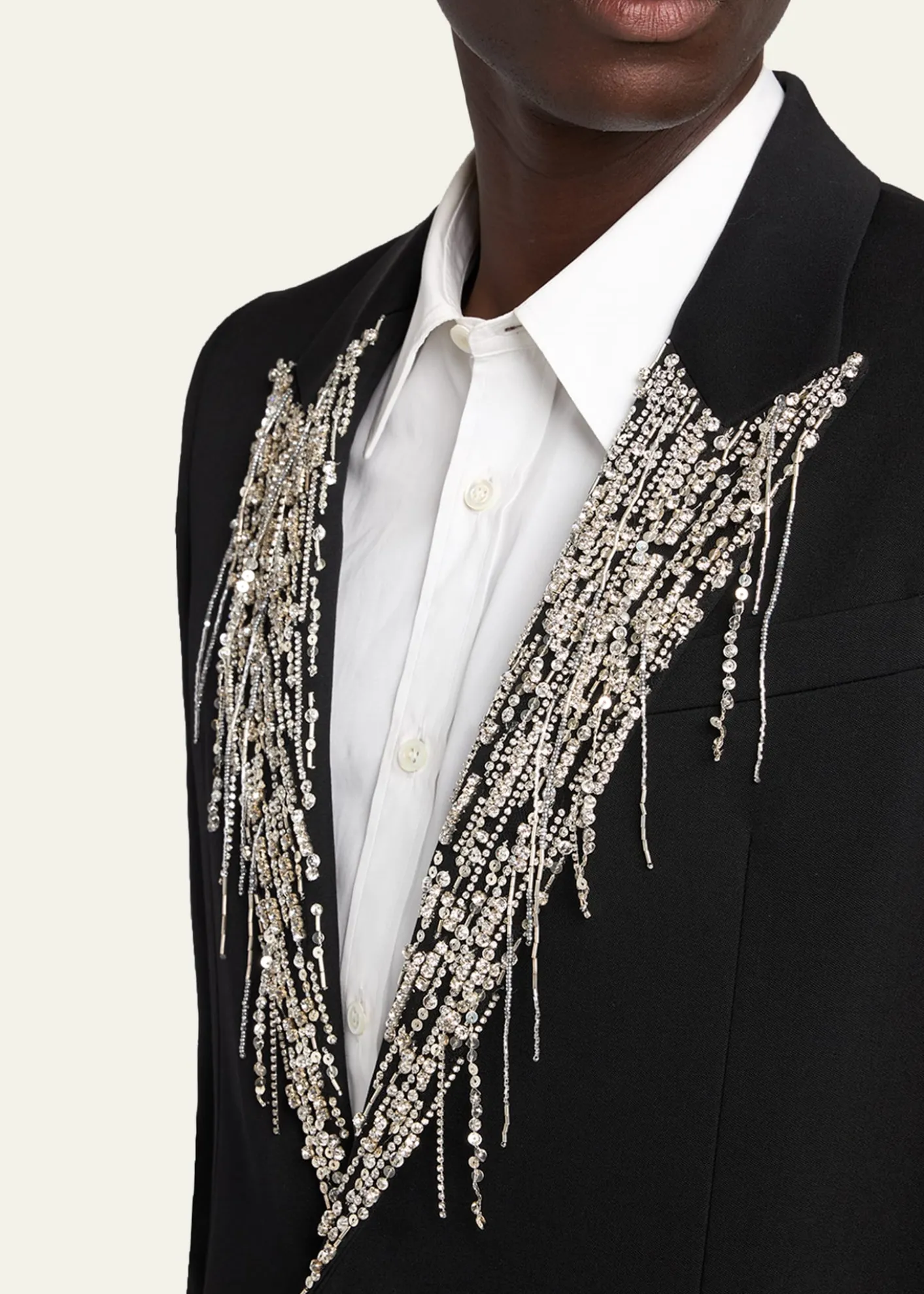McQueenMen's Crystal Embroidery Single-Breasted Sport Coat
