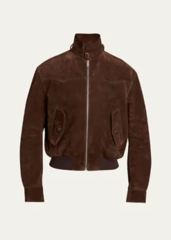 McQueenMen's Harrington Cropped Leather Bomber Jacket