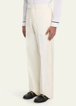 McQueenMen's Wool Pintuck-Pleated Wide-Leg Trousers