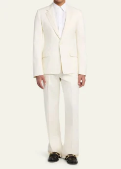 McQueenMen's Wool Pintuck-Pleated Wide-Leg Trousers