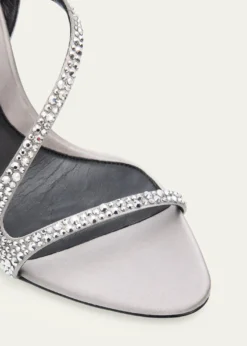 McQueen90mm Skull Embellished Satin Ankle-Strap Sandals