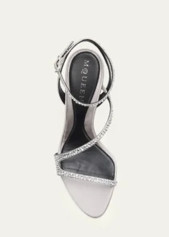 McQueen90mm Skull Embellished Satin Ankle-Strap Sandals