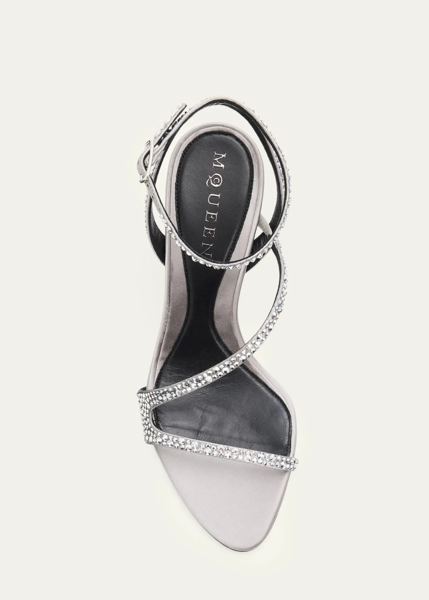 McQueen90mm Skull Embellished Satin Ankle-Strap Sandals