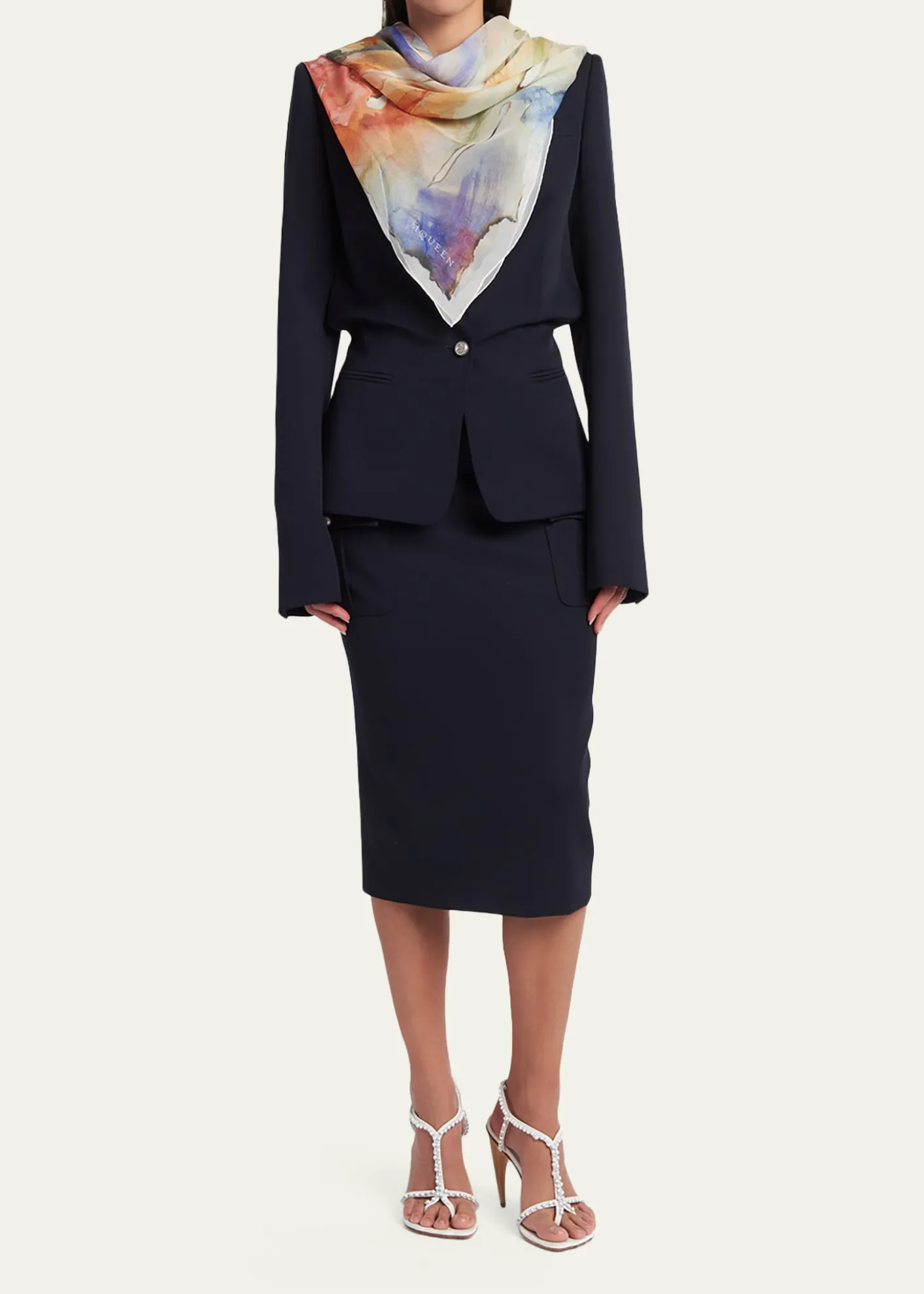 McQueenPainted Flora Silk Scarf