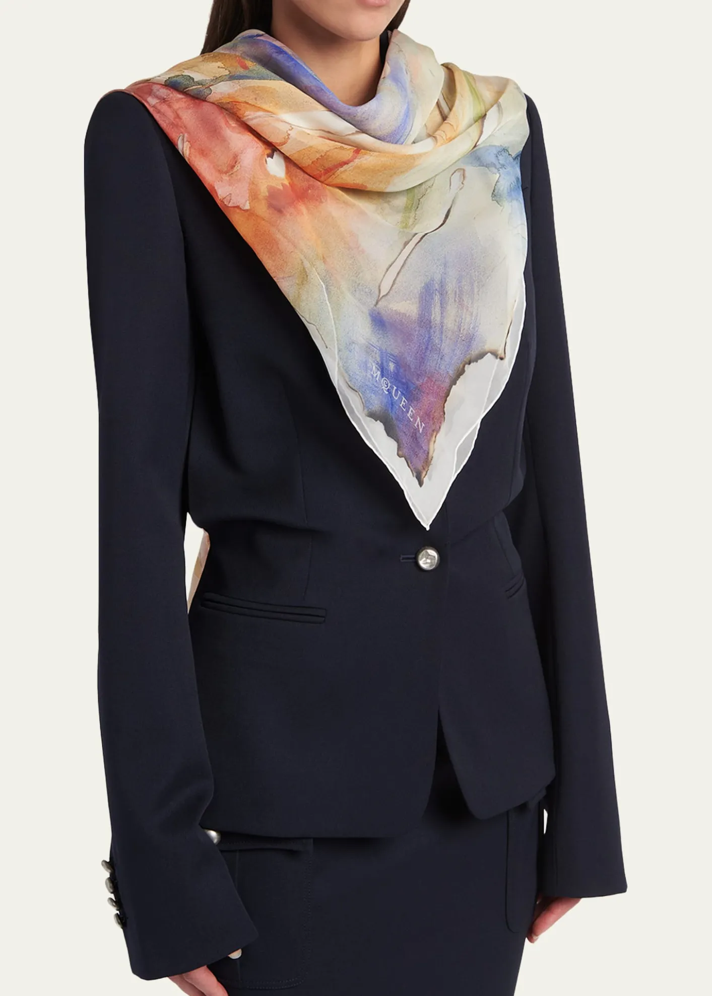 McQueenPainted Flora Silk Scarf