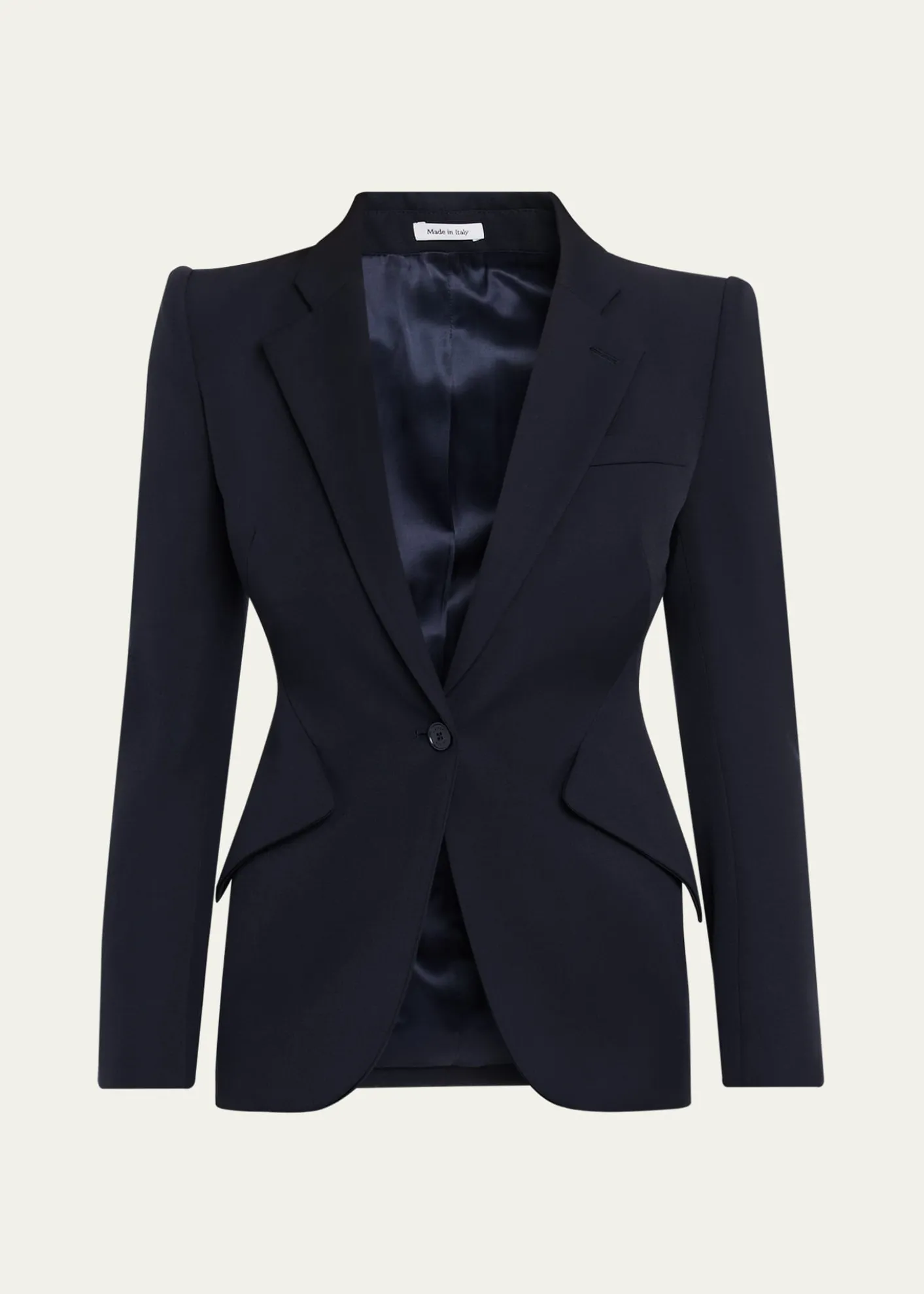 McQueenPeaked Shoulder Crepe Single-Button Jacket