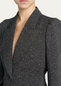 McQueenPinstripe Wool Puff-Sleeve One-Button Jacket