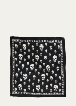 McQueenPleated Silk Skull Scarf