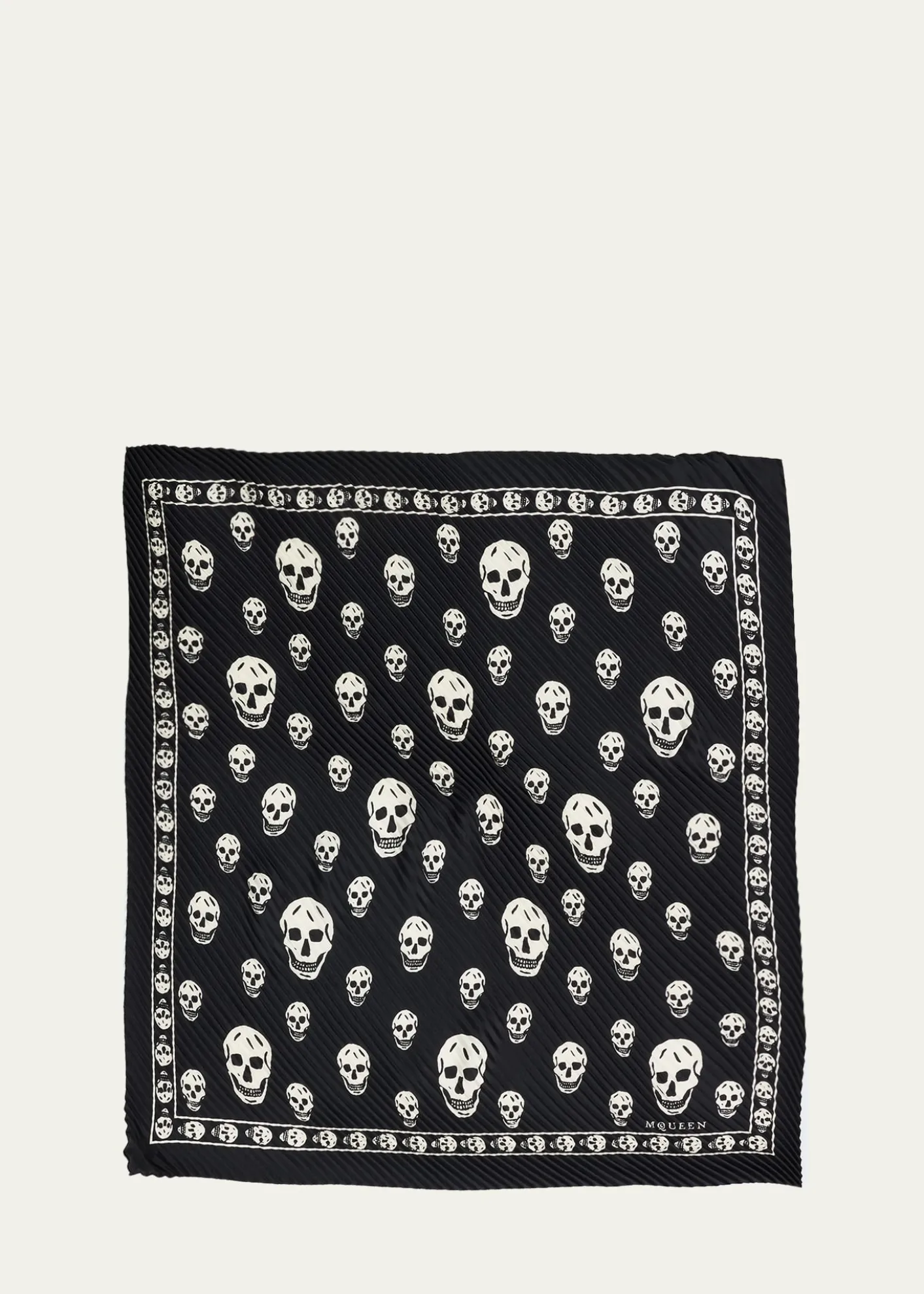 McQueenPleated Silk Skull Scarf