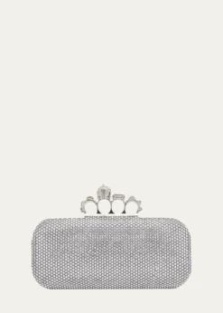 McQueenPunk Four Ring Rhinestone Leather Clutch Bag