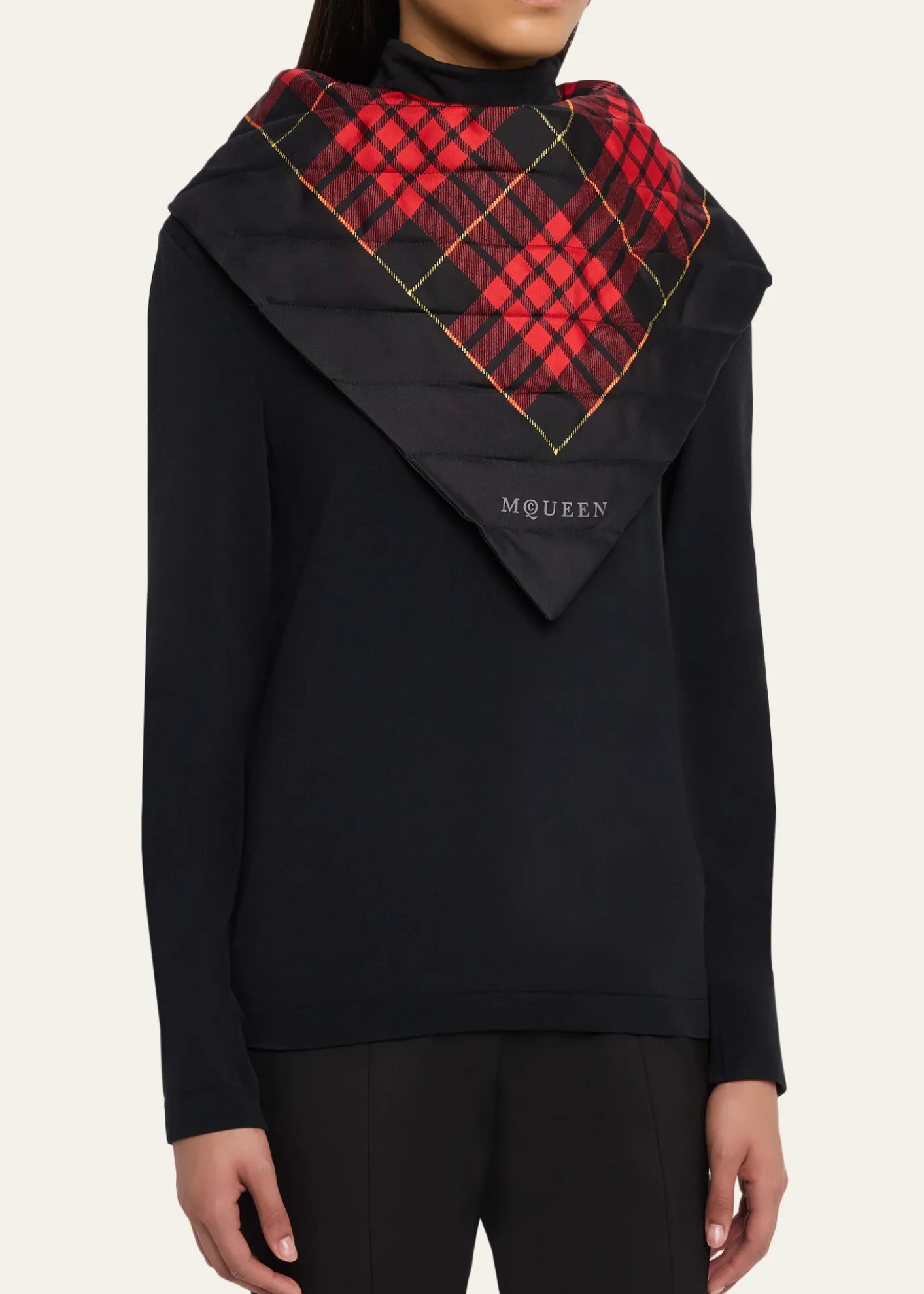 McQueenQuilted Tartan Triangular Scarf