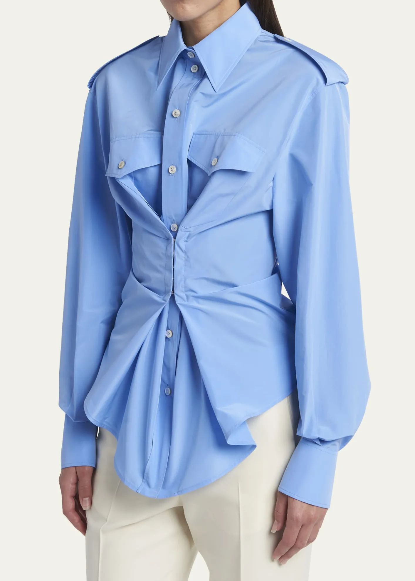 McQueenResponsible Cotton Gathered Long-Sleeve Shirt
