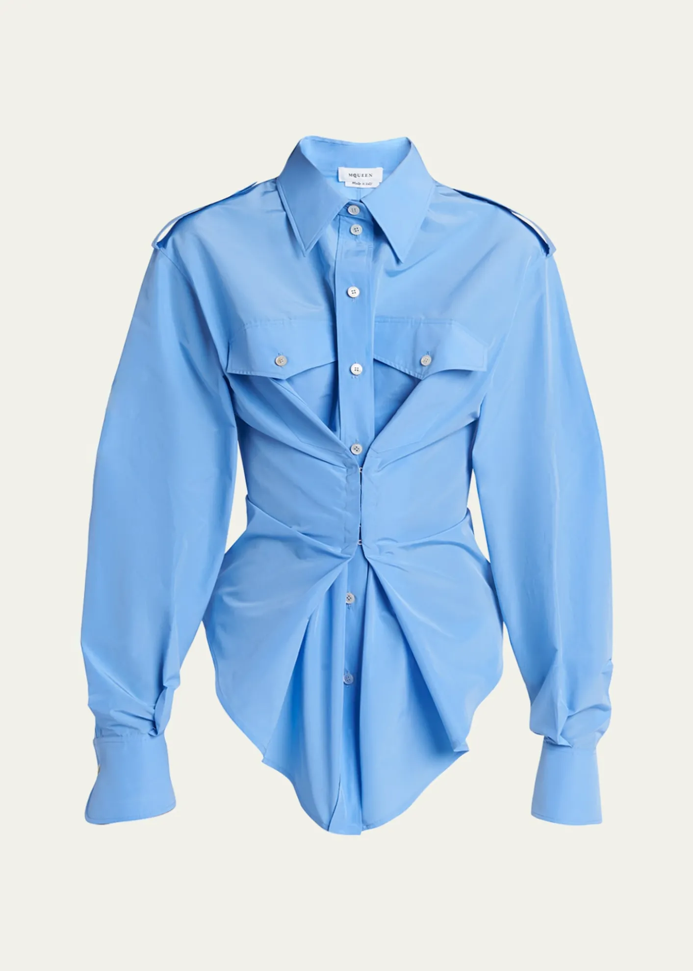 McQueenResponsible Cotton Gathered Long-Sleeve Shirt