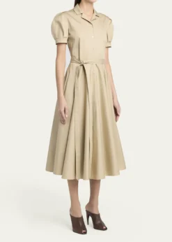 McQueenResponsible Cotton Puff-Sleeve Midi Shirtdress