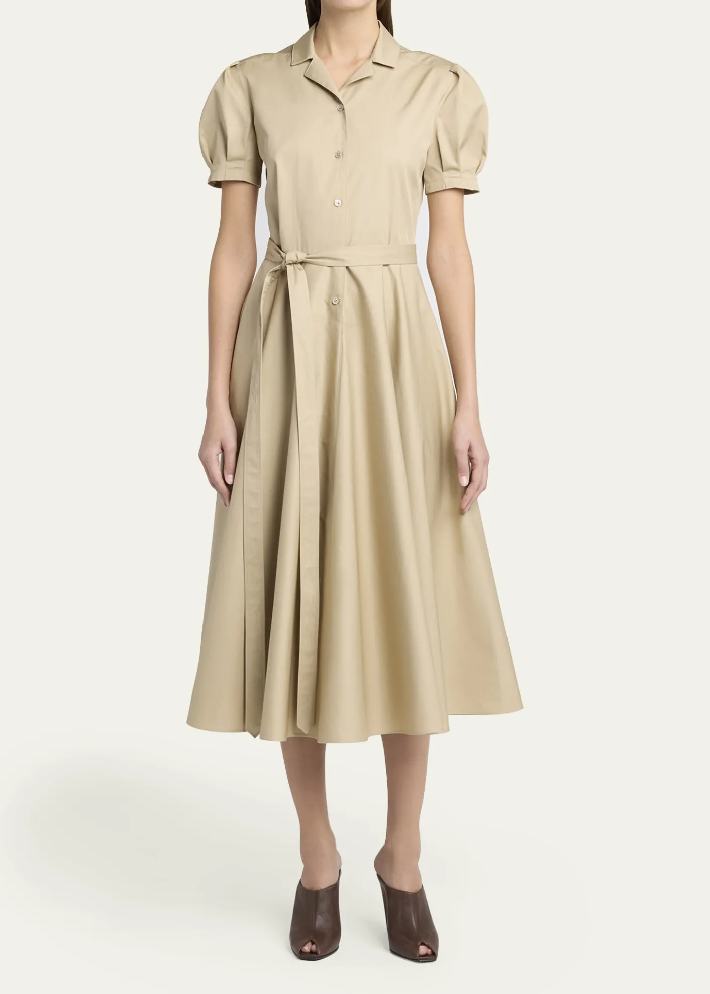 McQueenResponsible Cotton Puff-Sleeve Midi Shirtdress