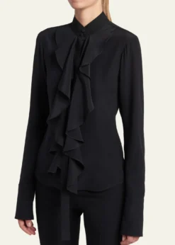 McQueenRuffle Crepe De Chine Shirt