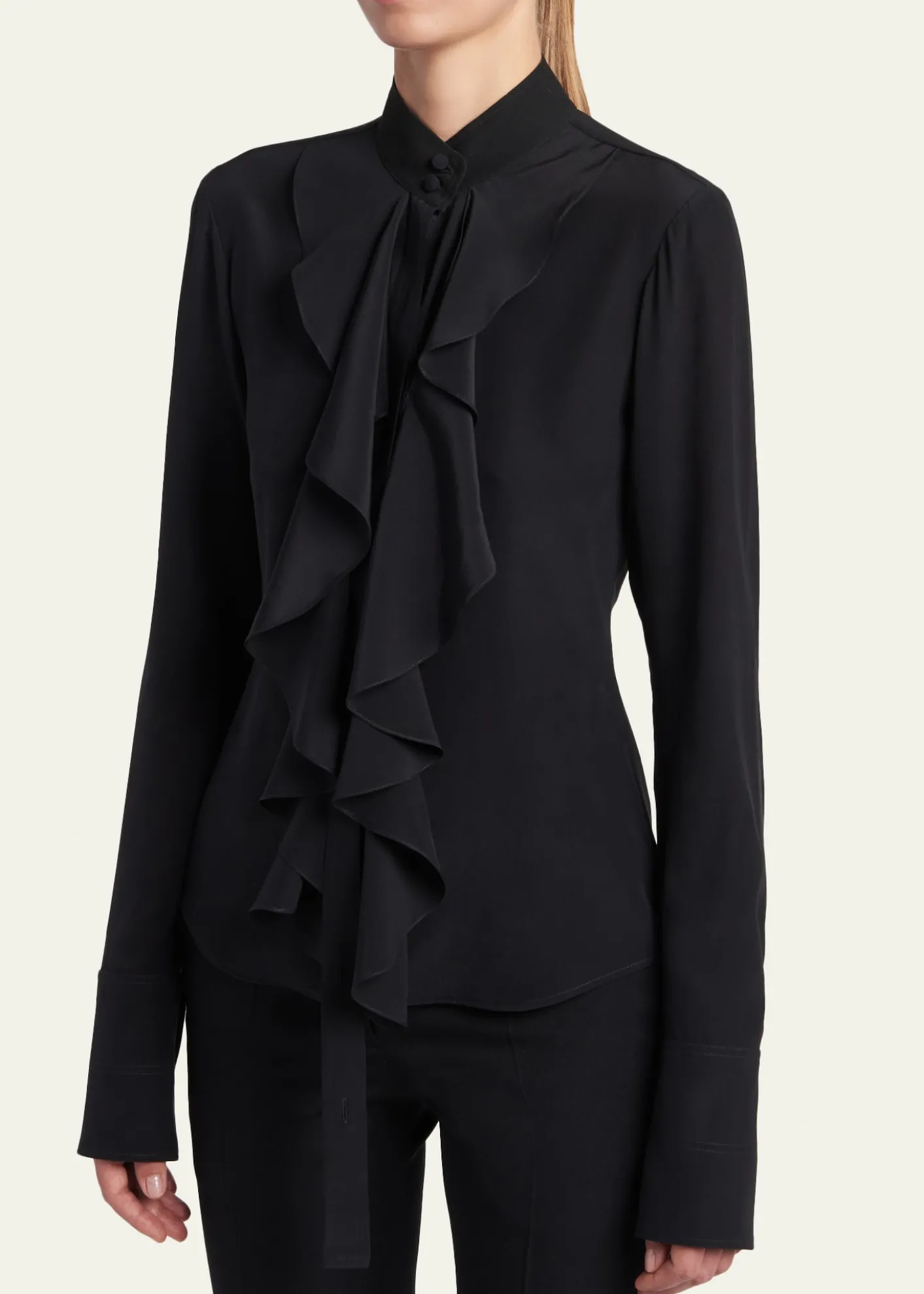 McQueenRuffle Crepe De Chine Shirt