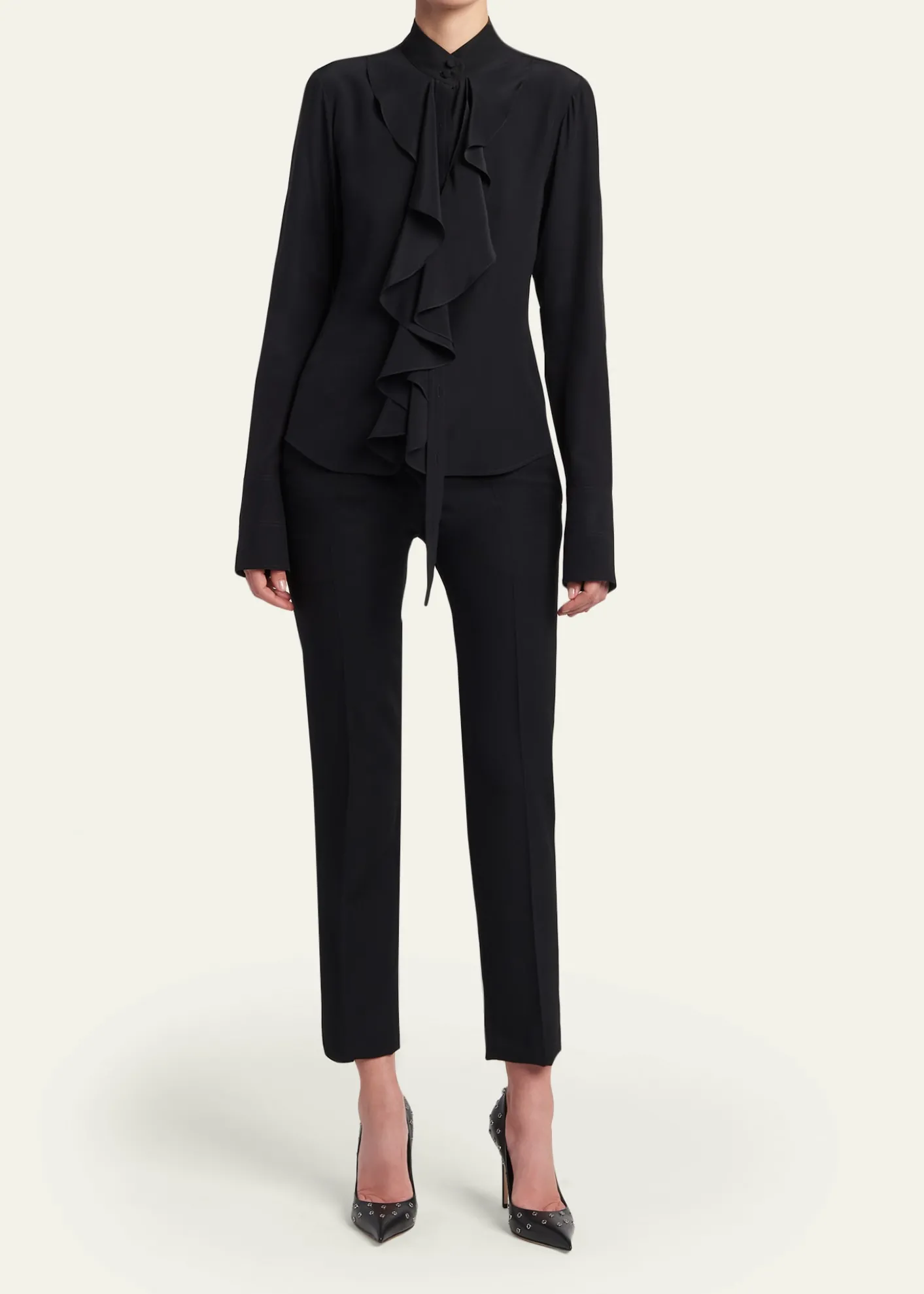 McQueenRuffle Crepe De Chine Shirt
