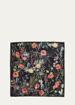 McQueenSpider Floral Silk Twill Scarf
