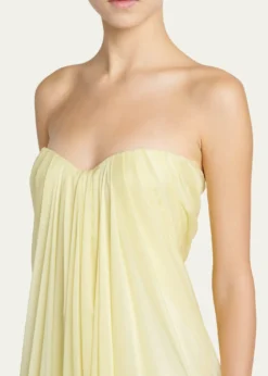McQueenStrapless Draped Chiffon Bustier Maxi Dress