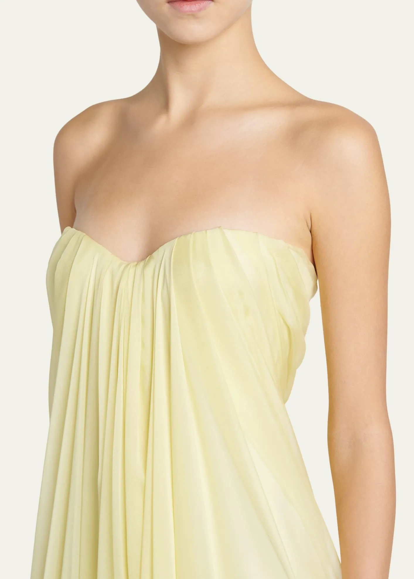 McQueenStrapless Draped Chiffon Bustier Maxi Dress