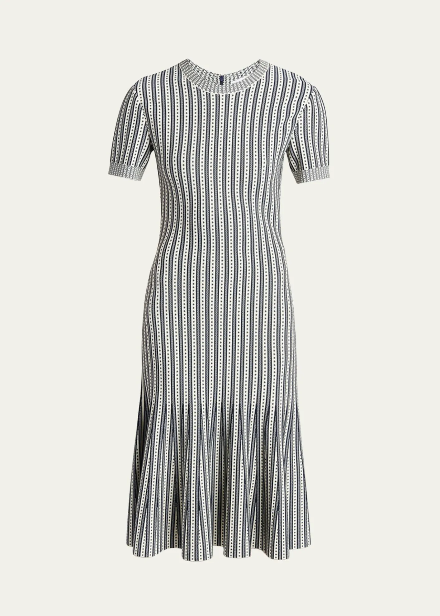McQueenStriped Jacquard Knit Trumpet Midi Dress