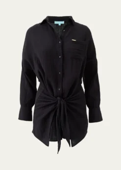 Melissa OdabashSara Gauze Wrap Mini Shirtdress