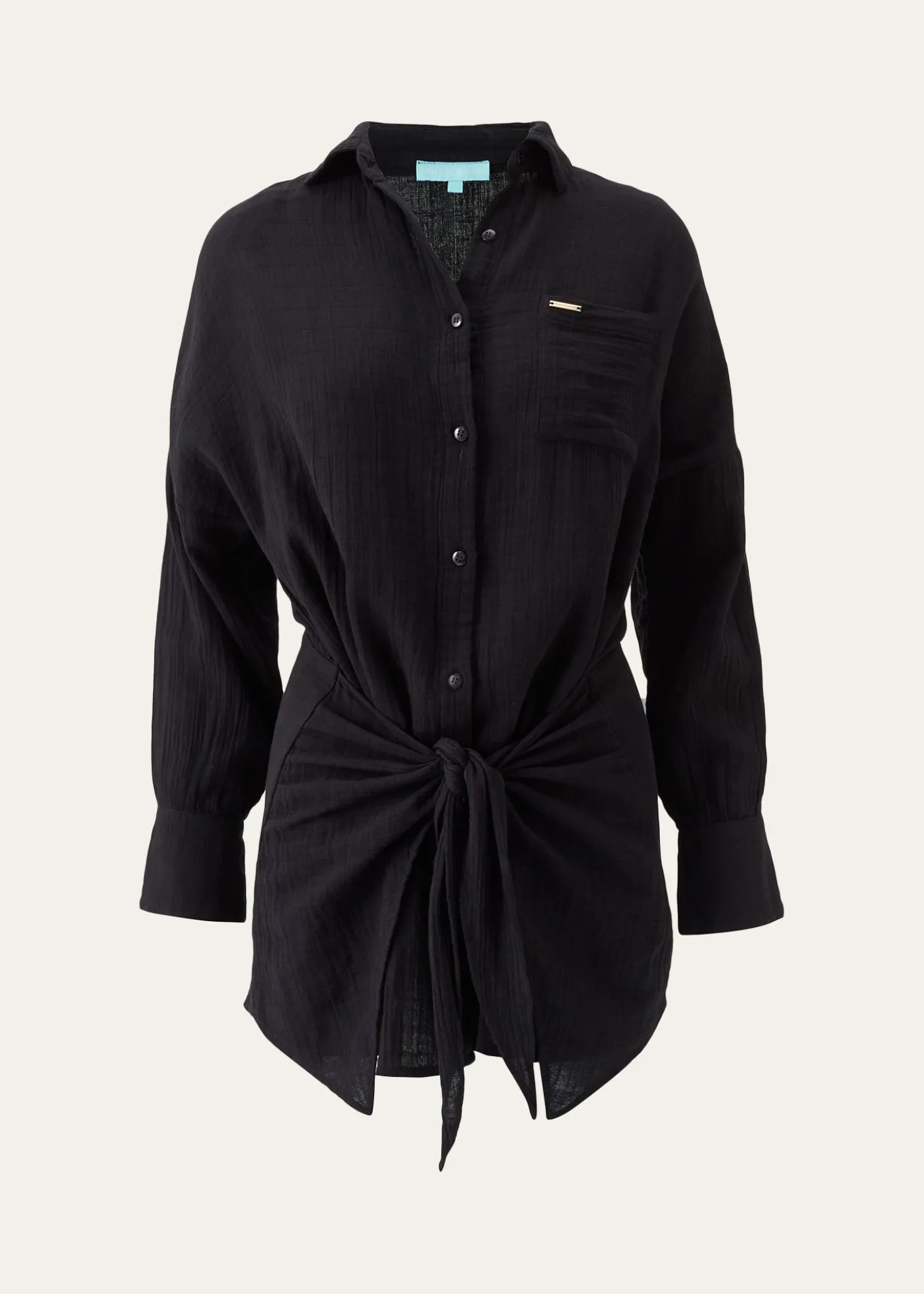 Melissa OdabashSara Gauze Wrap Mini Shirtdress