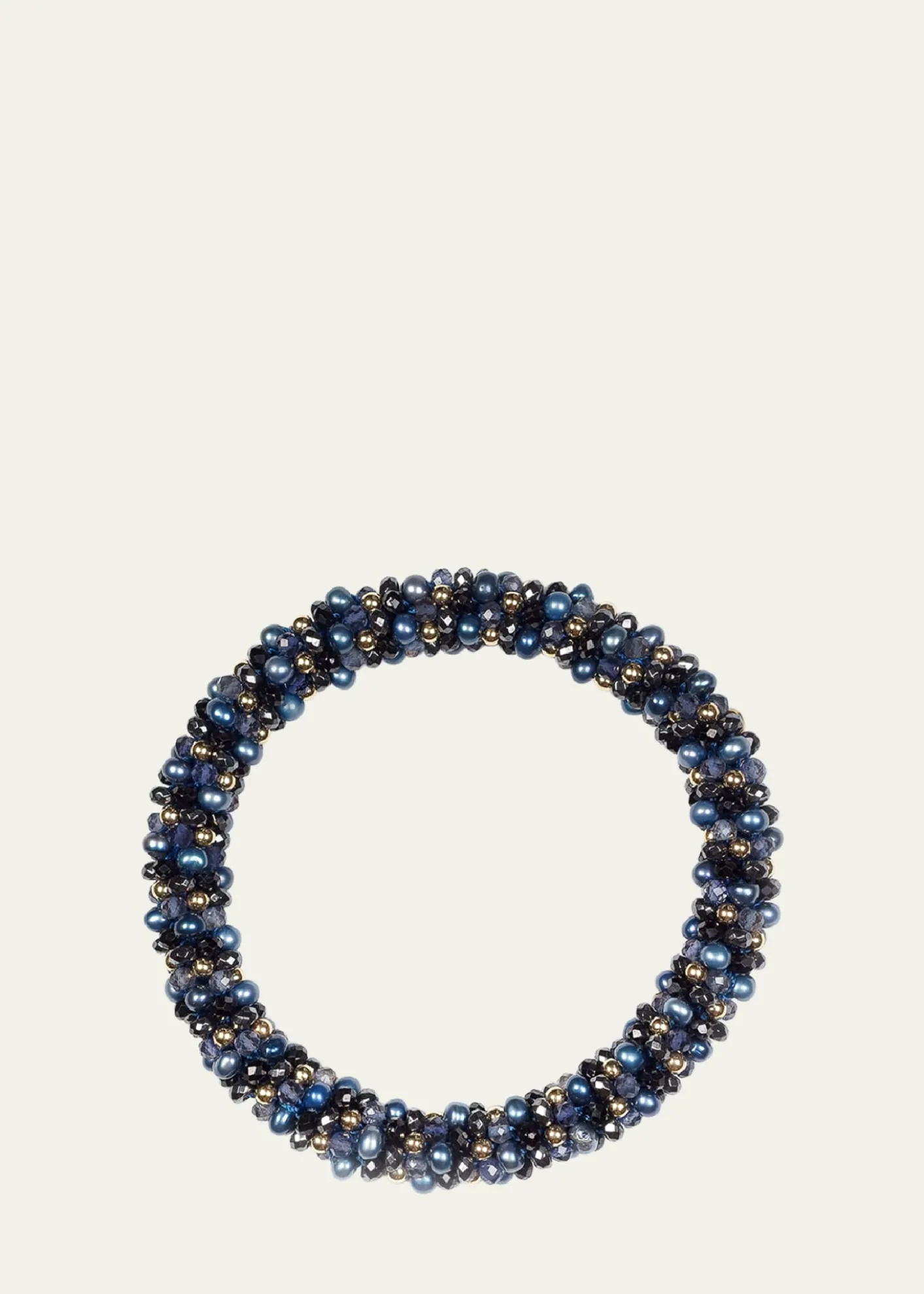Meredith Frederick14K Yellow Gold, Iolite, Garnet, and Freshwater Pearl Bead Bracelet