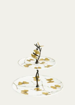 Michael AramButterfly Ginkgo 2-Tier Porcelain Etagere